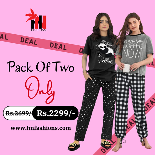 Pack Of Two Printed Pajama Night Suit Set 4