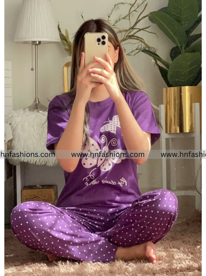 Butterfly Printed  Night Suit