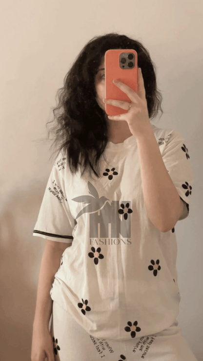 Small Flower Printed Night Suit