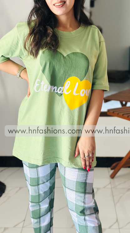 Eternal Love Half-Sleeves Printed Night Suit