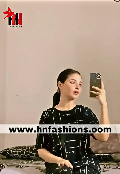 Black Printed Capri Night Suit