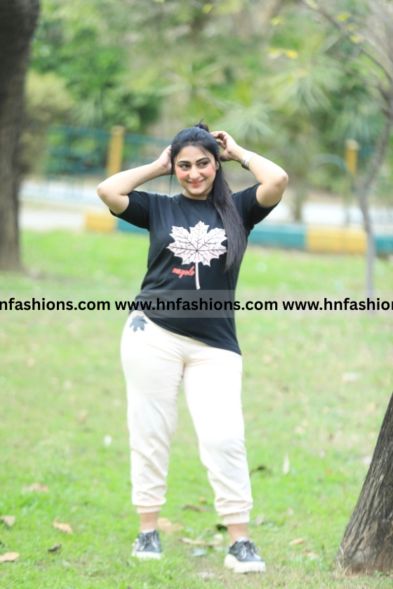 Pink Maple Leaf Printed Track Suit