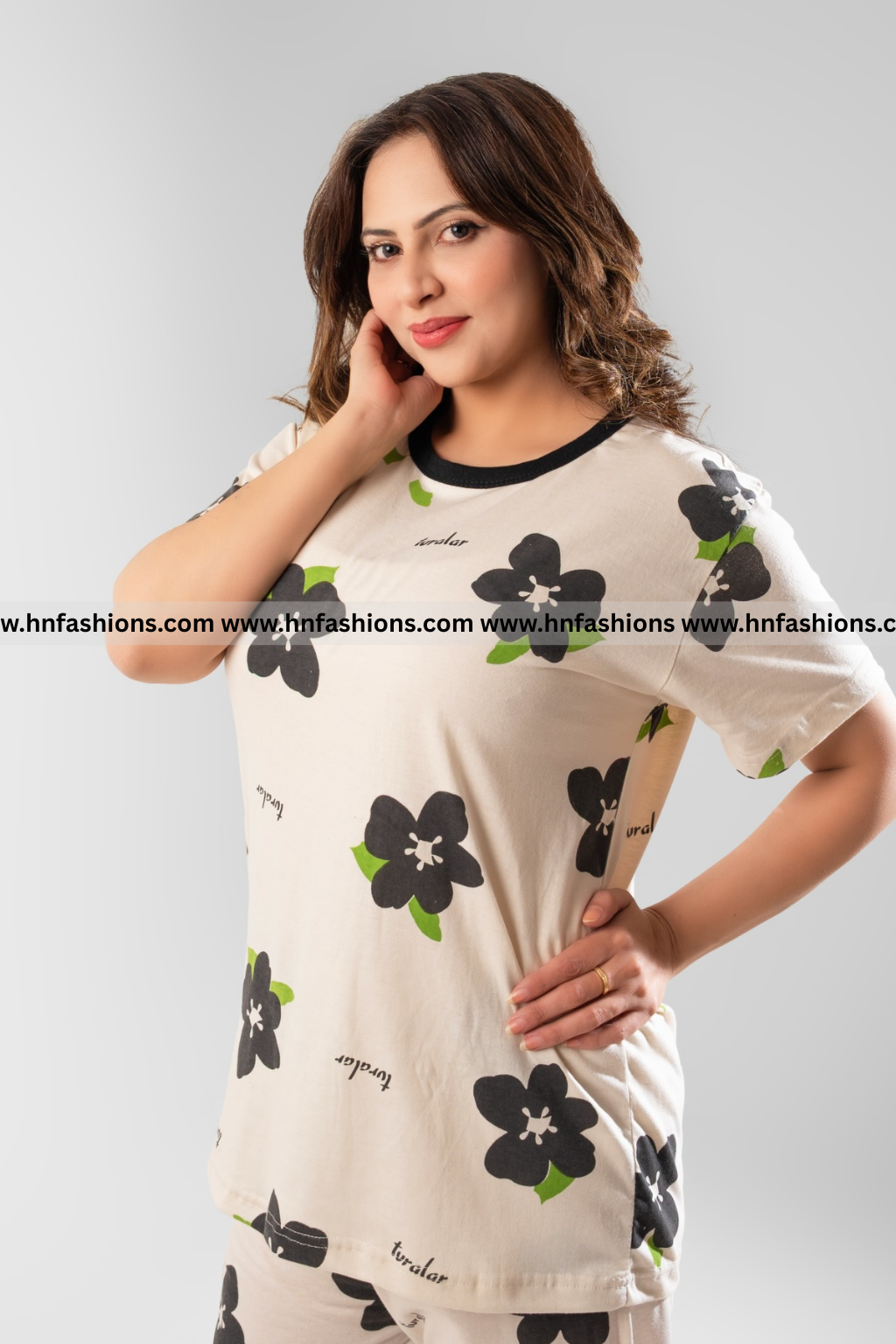 Big flowers Printed Night Suit