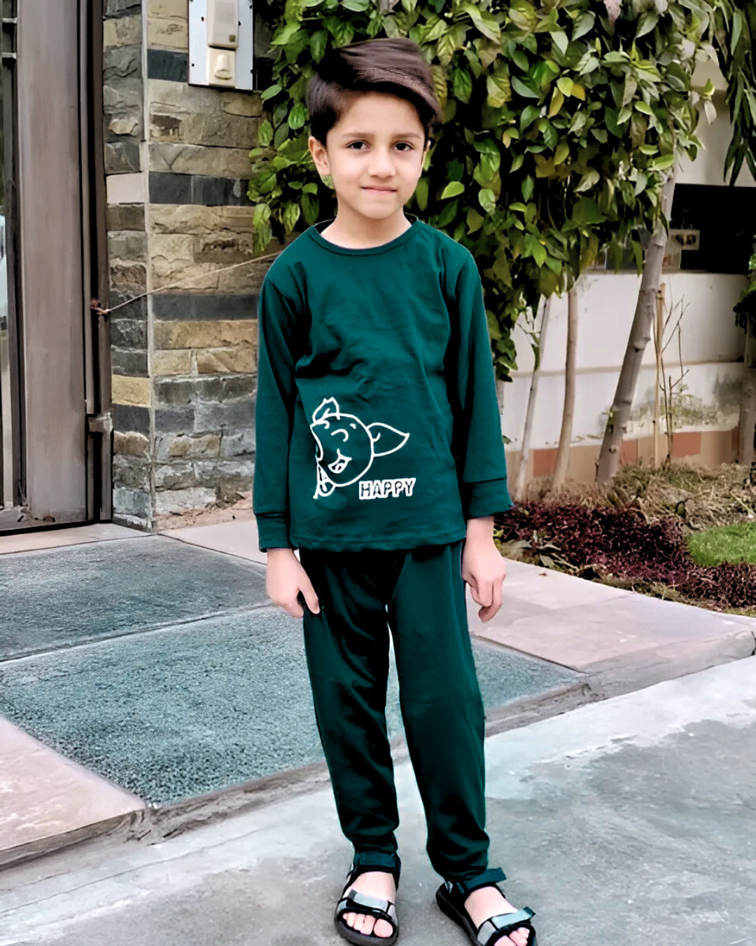 Green Happy Cow Printed Kids Wear (Each)