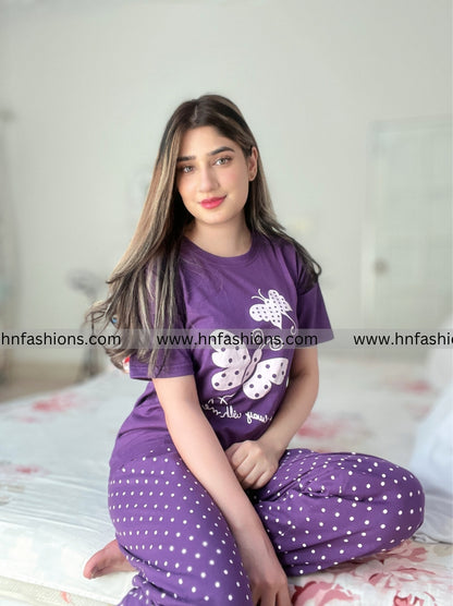 Butterfly Printed  Night Suit