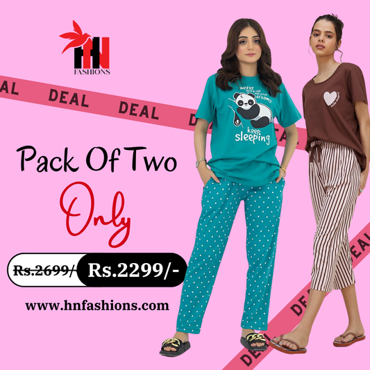 Pack Of Two Printed Pajama Night Suit Set 31