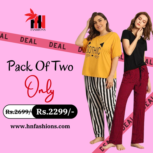 Pack Of Two Printed Pajama Night Suit Set 22