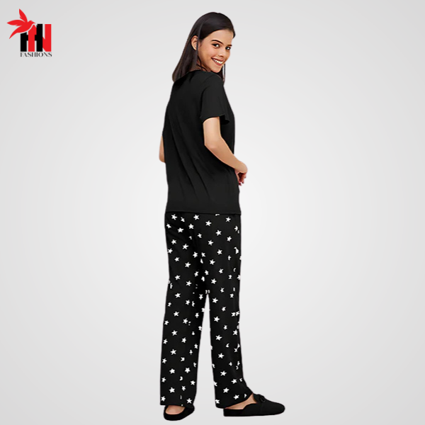 Black Love Sleep Printed  Night Suit