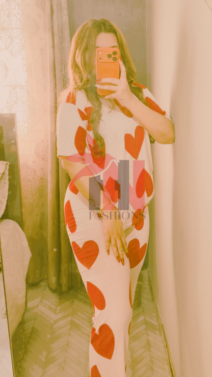 Pink Dilber Printed  Night Suit