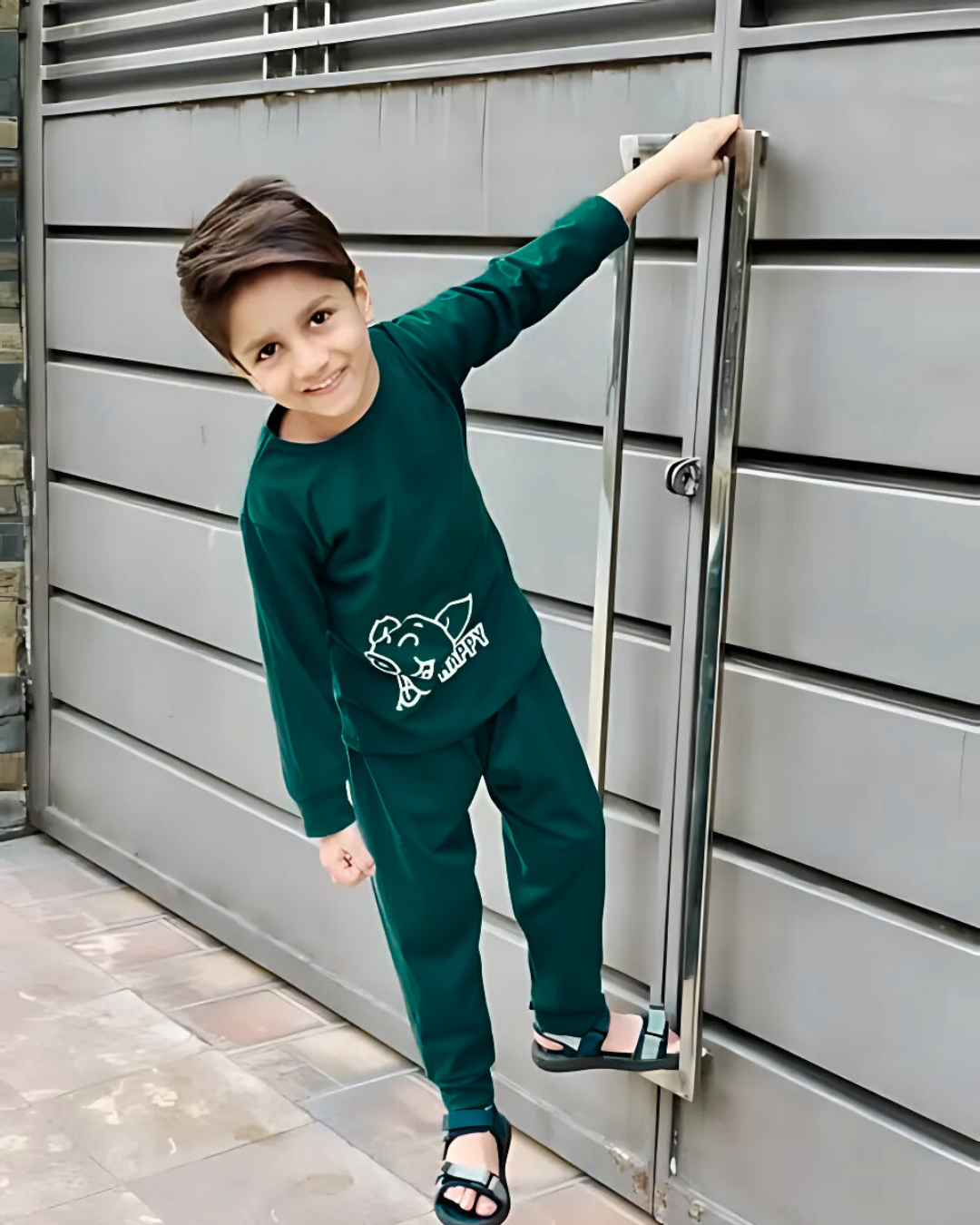 Green Happy Cow Printed Kids Wear (Each)