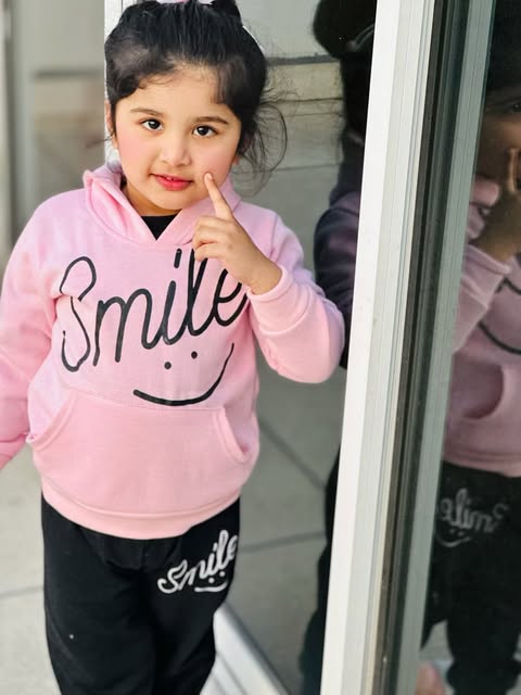 Pink Smiley Printed Hoodie With Trouser For Kids