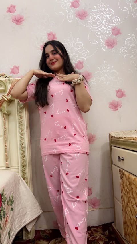 Small Hearts Printed Night Suit