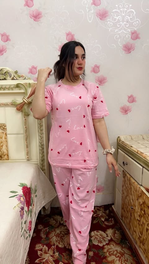 Small Hearts Printed Night Suit
