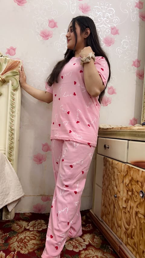Small Hearts Printed Night Suit
