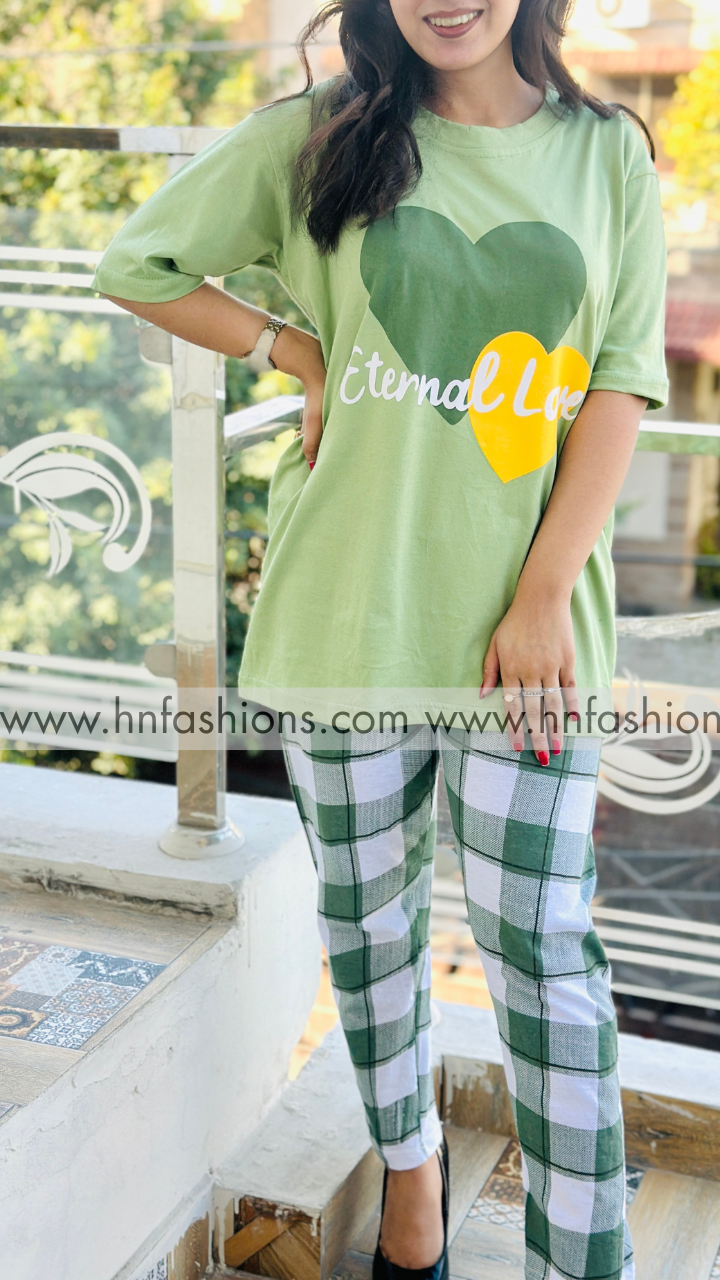 Eternal Love Half-Sleeves Printed Night Suit