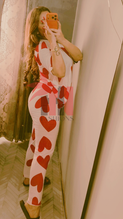 Pink Dilber Printed  Night Suit