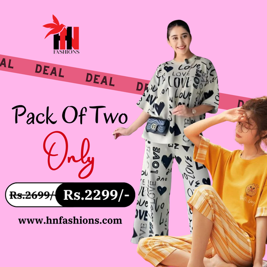 Pack Of Two Printed Pajama Night Suit Set 33