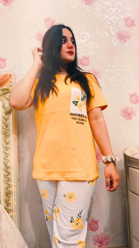 Mustard Pocket Printed Night Suit
