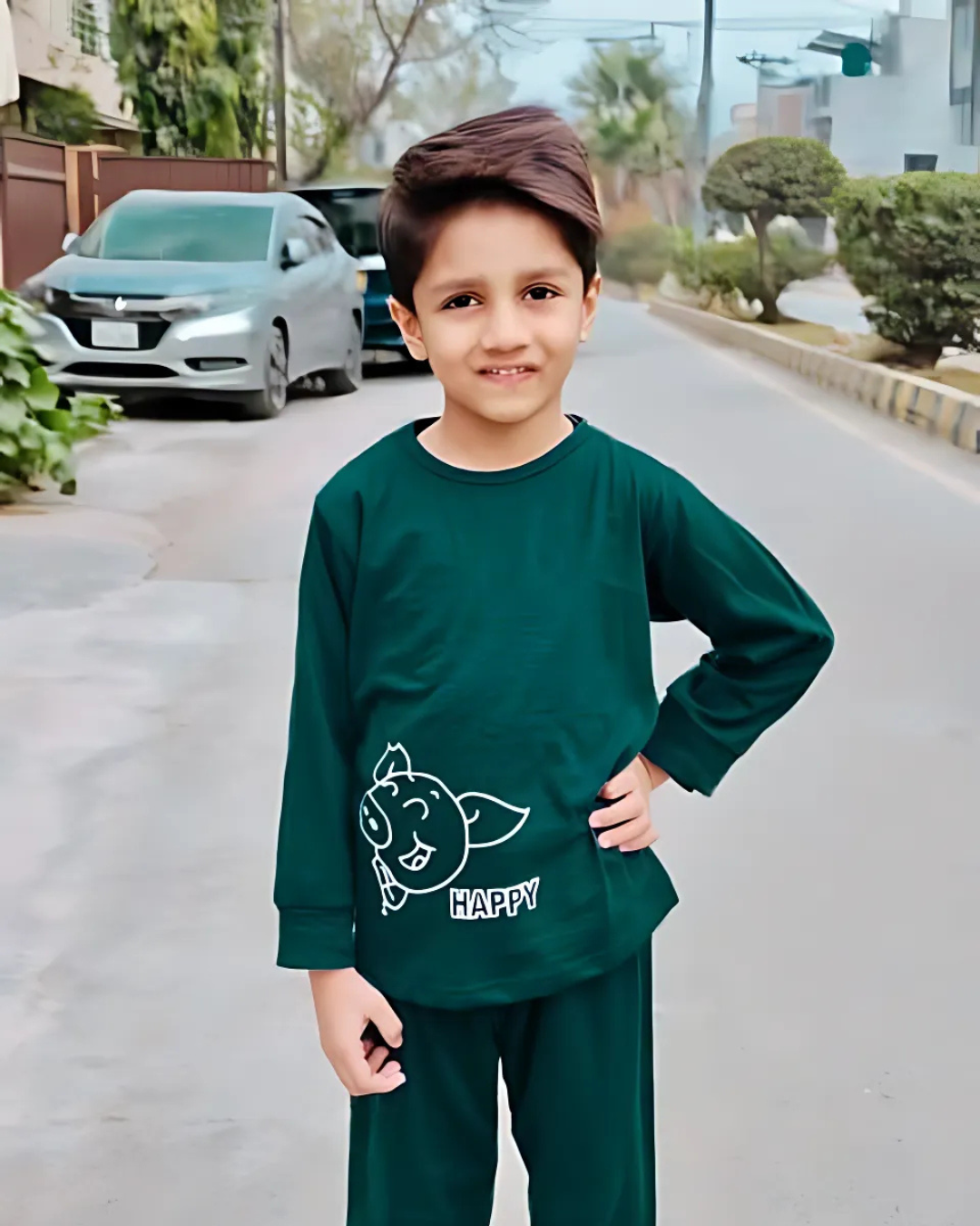 Green Happy Cow Printed Kids Wear (Each)