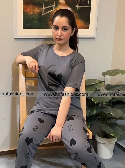 Double Heart printed Night Suit