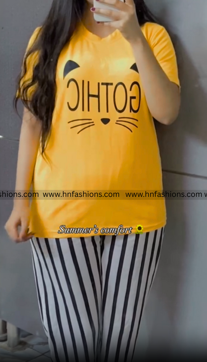 Gothic Printed  Night Suit
