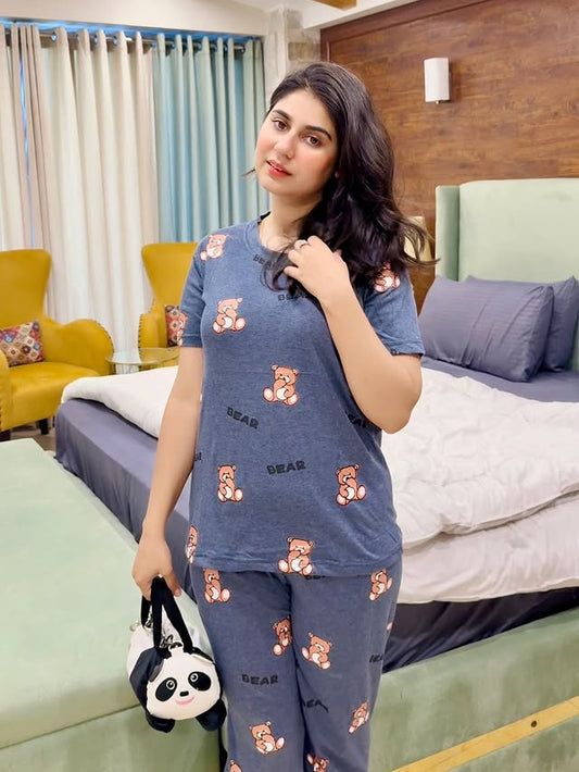 Cozy Bear Printed Night Suit