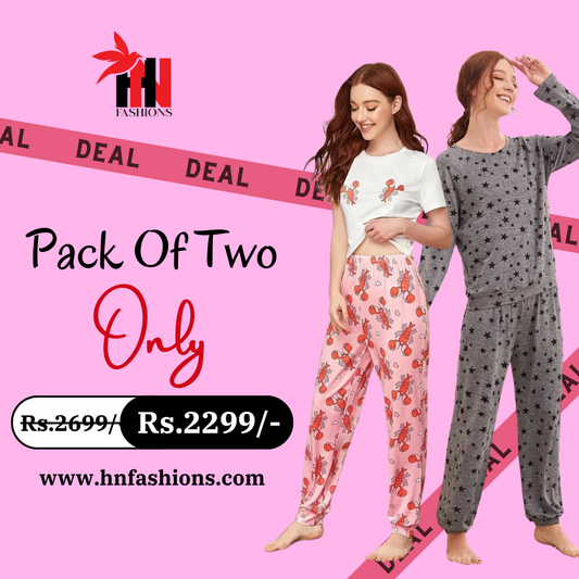 Pack Of Two Printed Pajama Night Suit Set 16