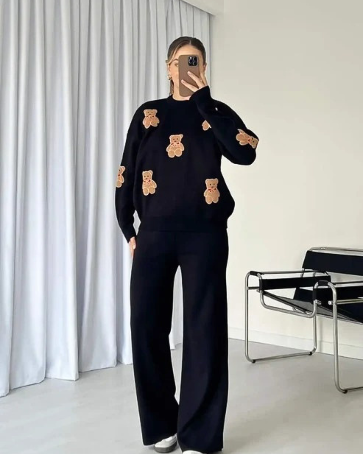 Black Bear Craze Printed Fleece Co-ord Set