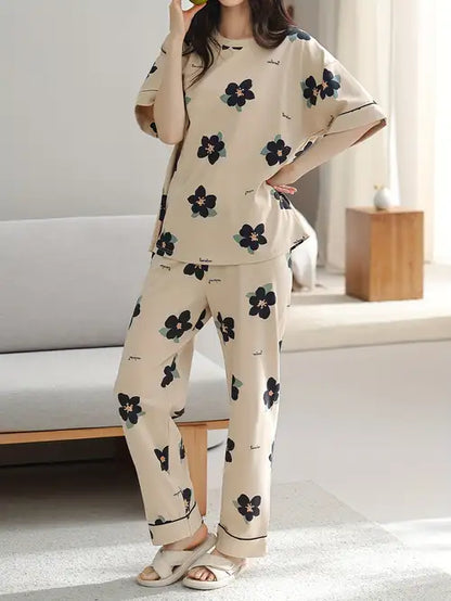 Big flowers Printed Night Suit