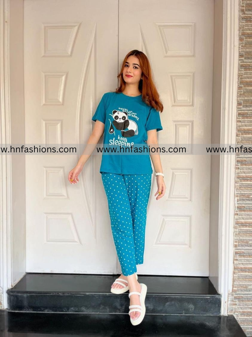 Never Give Up Printed Night Suit