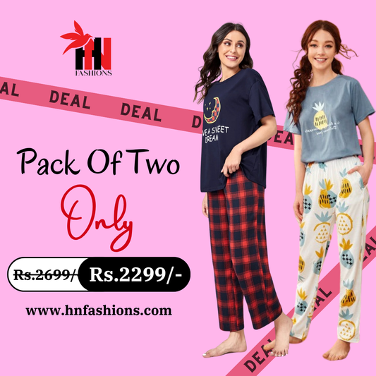 Pack Of Two Printed Pajama Night Suit Set 6