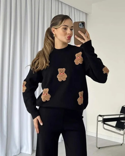 Black Bear Craze Printed Fleece Co-ord Set