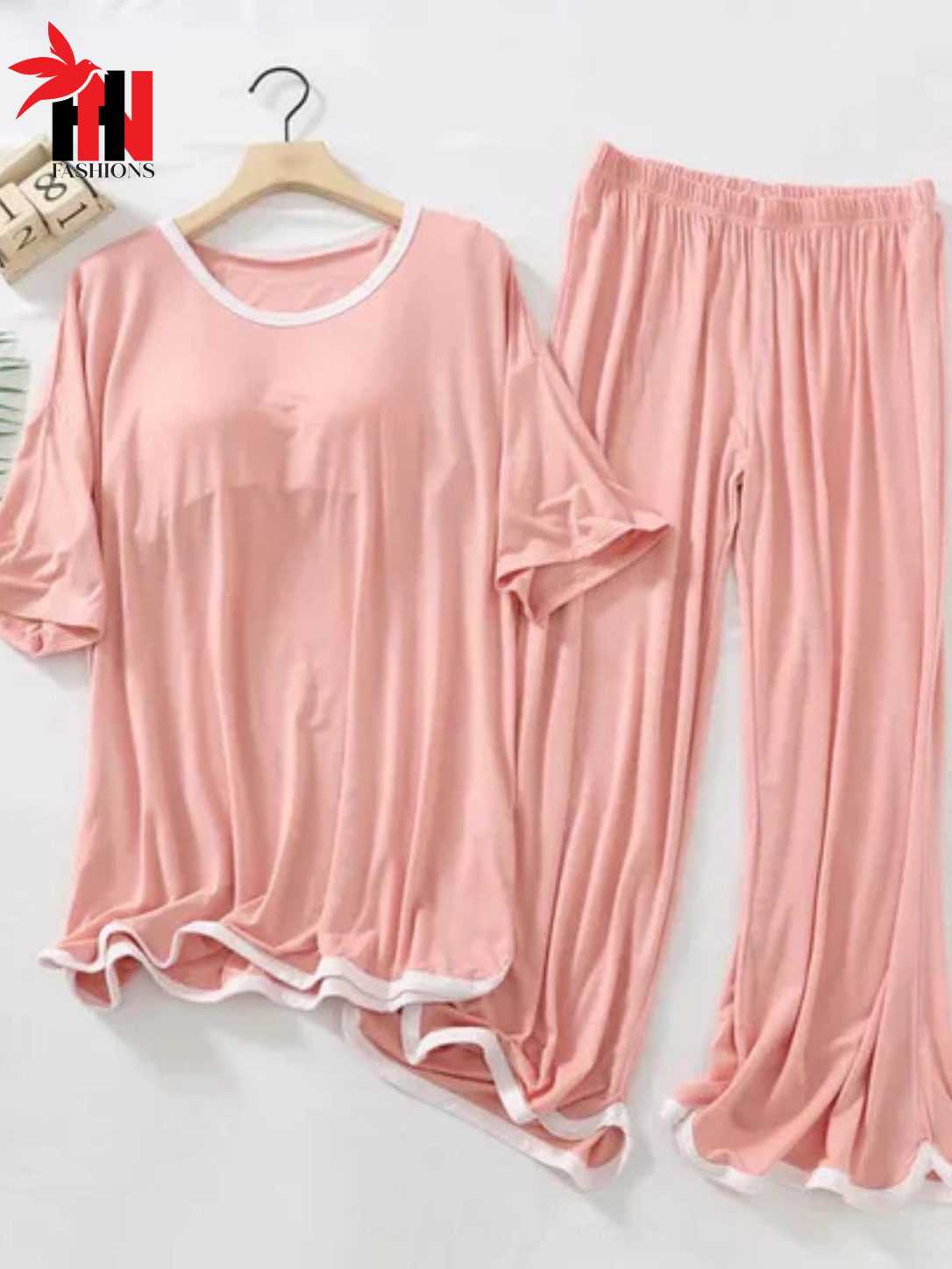 Rose Pink Half Sleeves Plazzo PJ Set