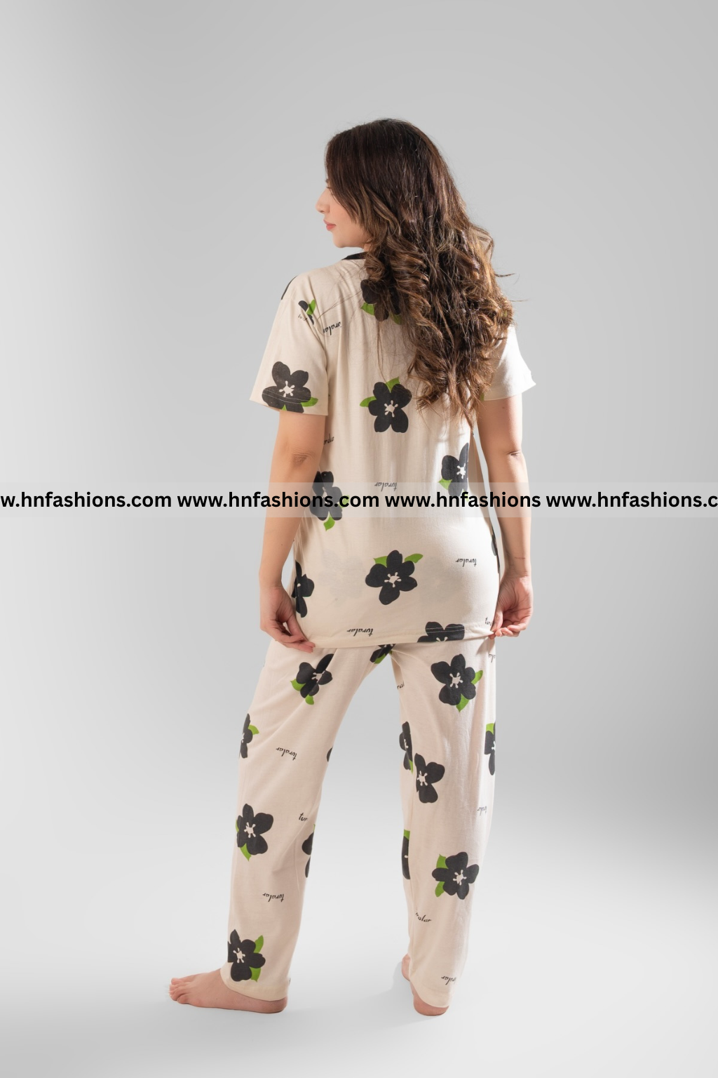 Big flowers Printed Night Suit