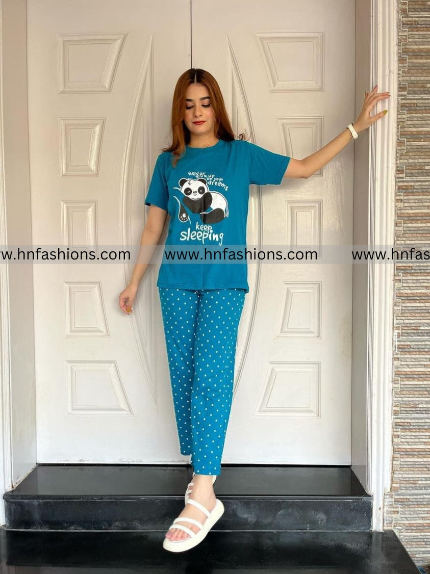 Never Give Up Printed Night Suit
