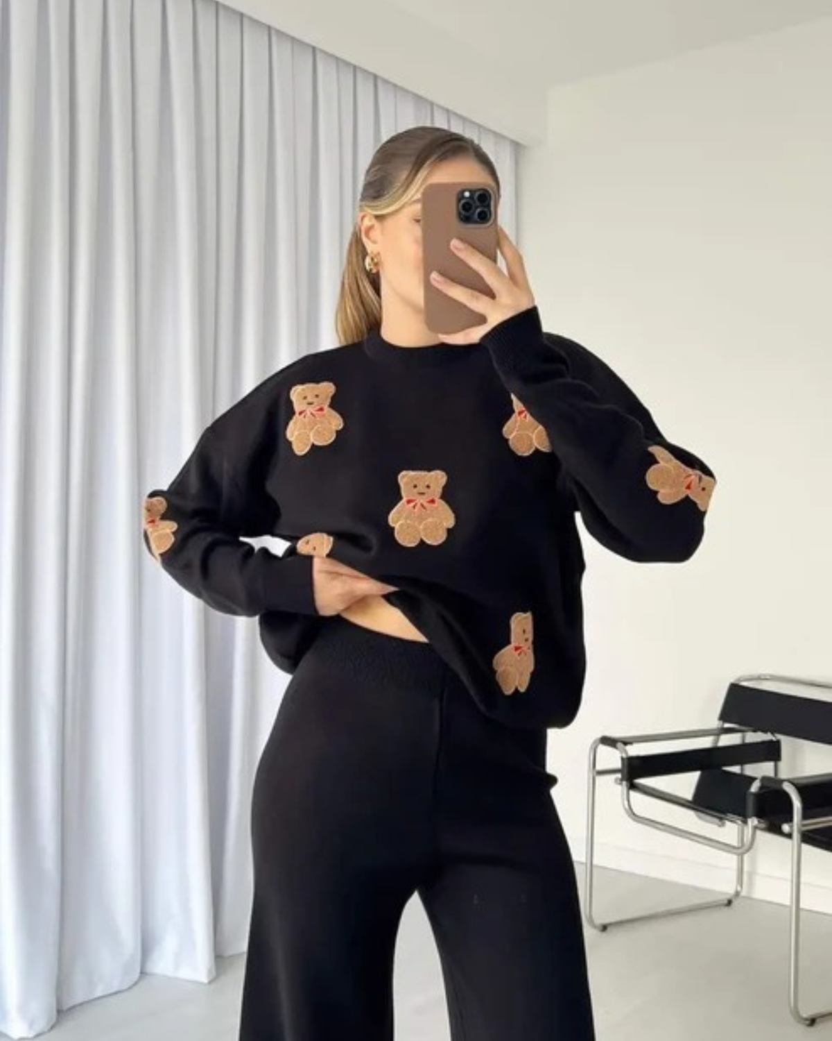 Black Bear Craze Printed Fleece Co-ord Set
