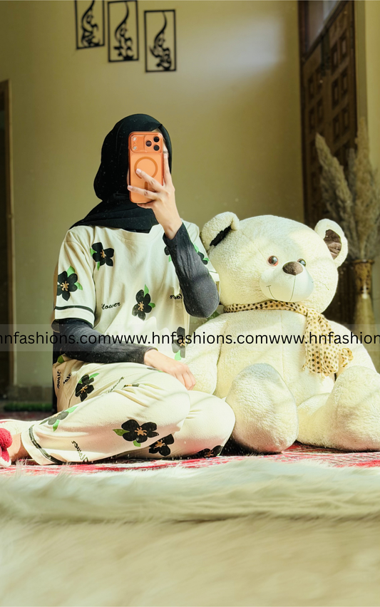 Big flowers Printed Night Suit