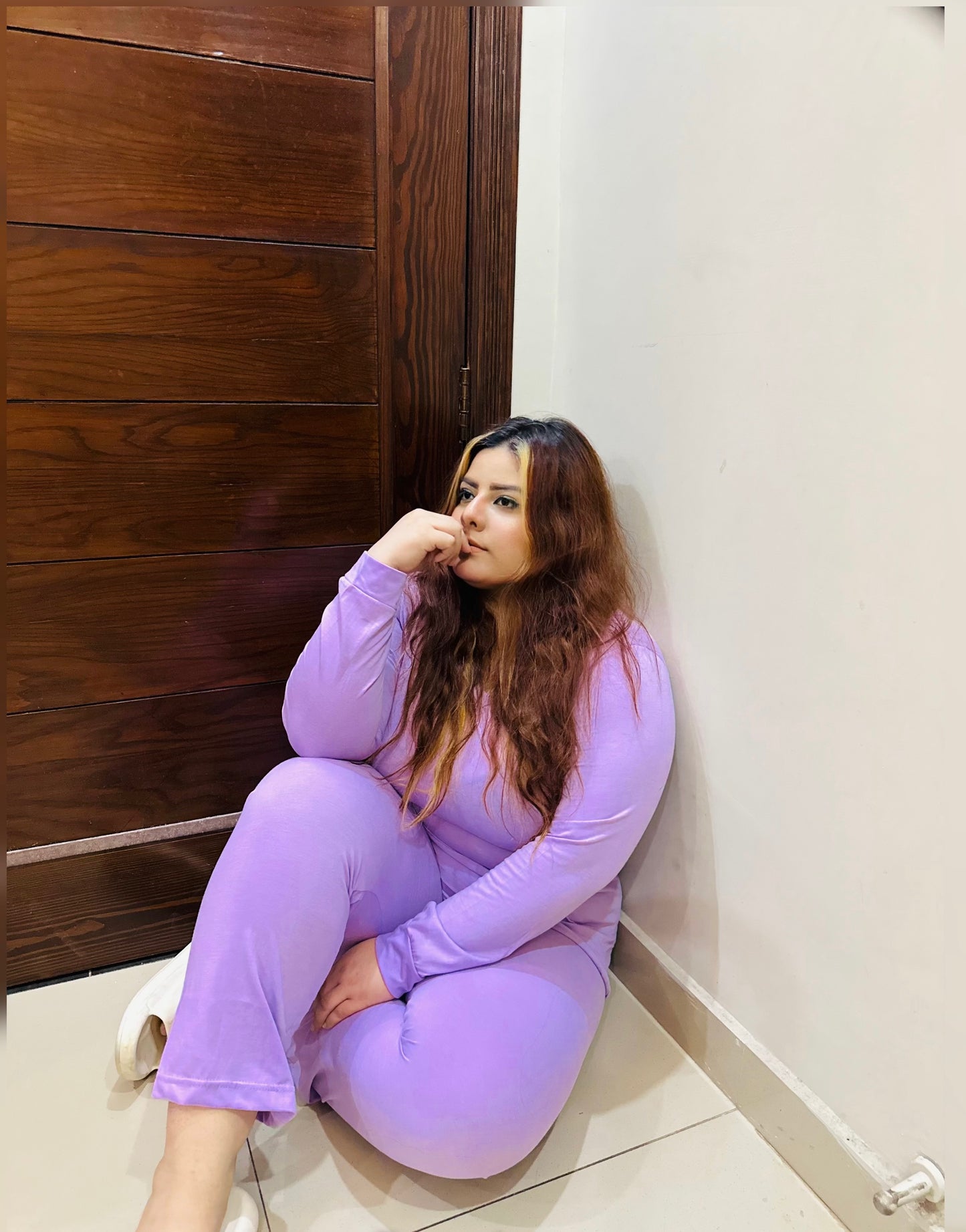 V-Neck Purple Plazzo Suit PJ Set