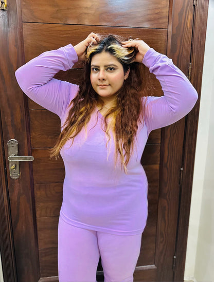 V-Neck Purple Plazzo Suit PJ Set