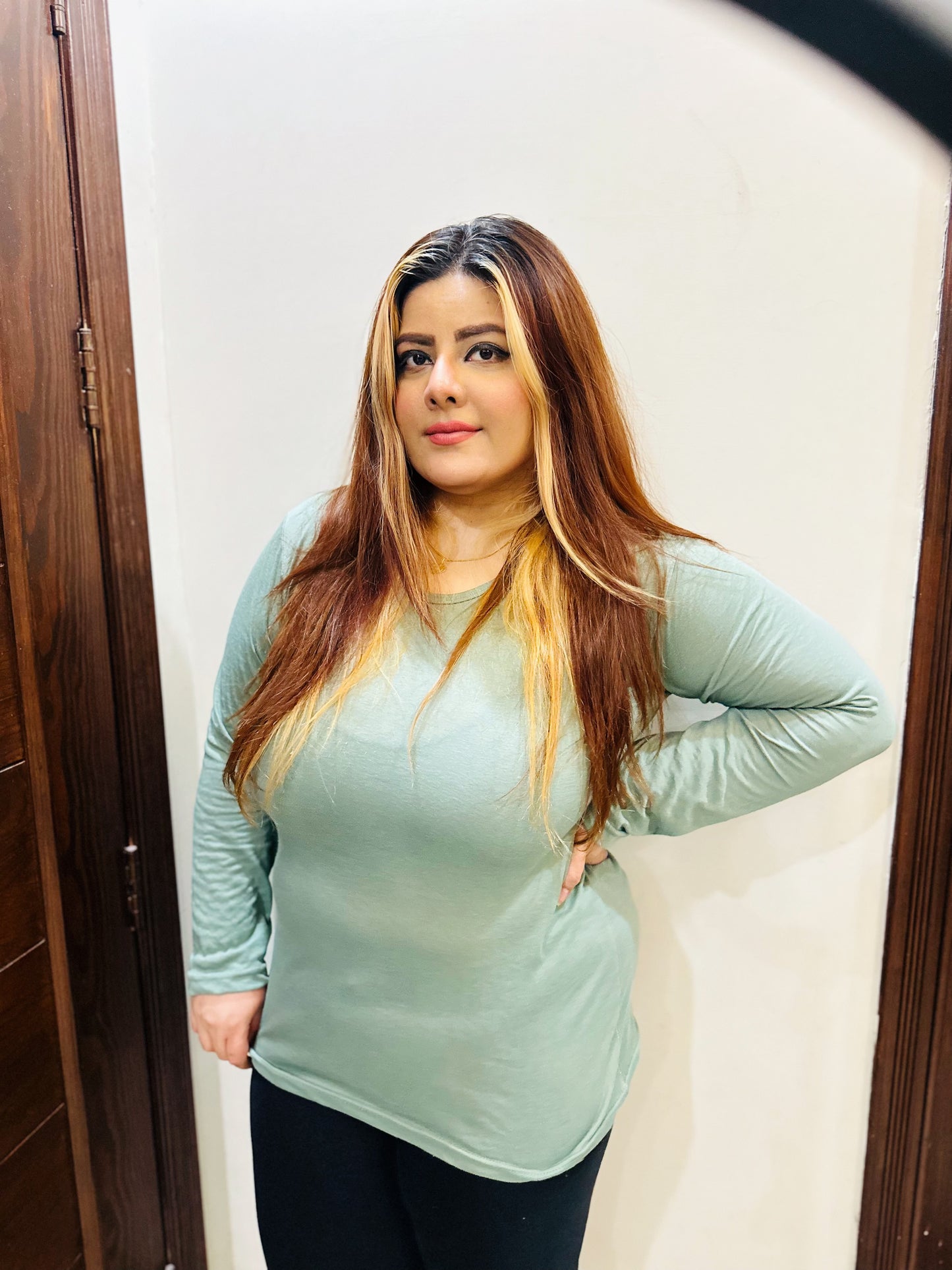 Sea Green With Black V-Neck Plazzo Suit PJ Set