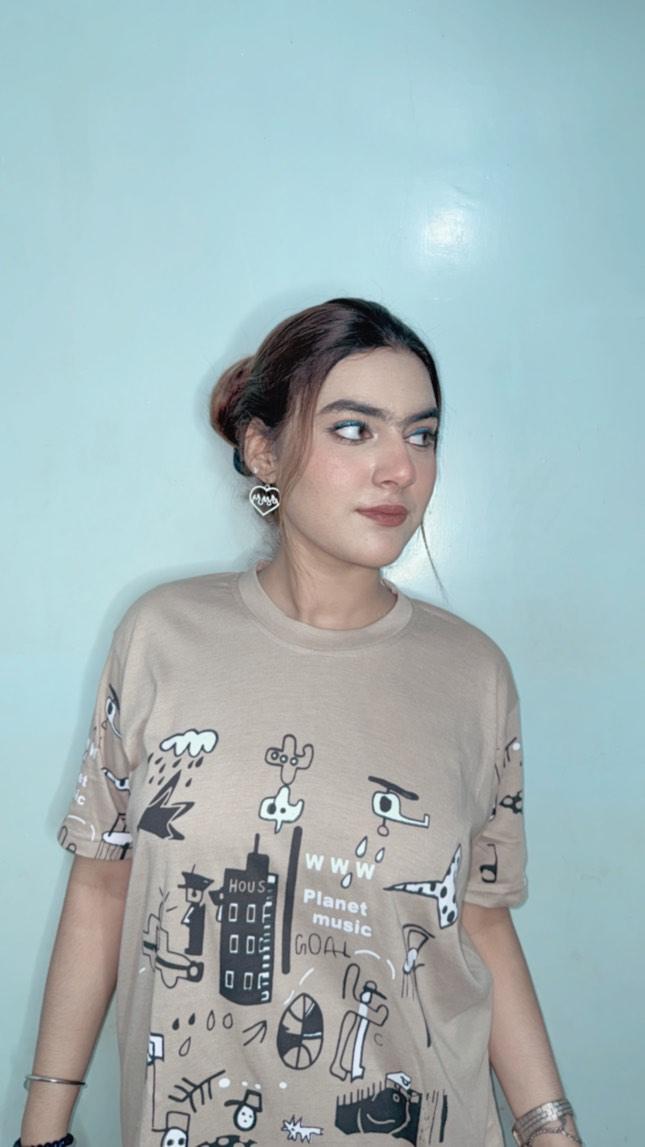 Planet Music With Black Pajama Printed Night Suit