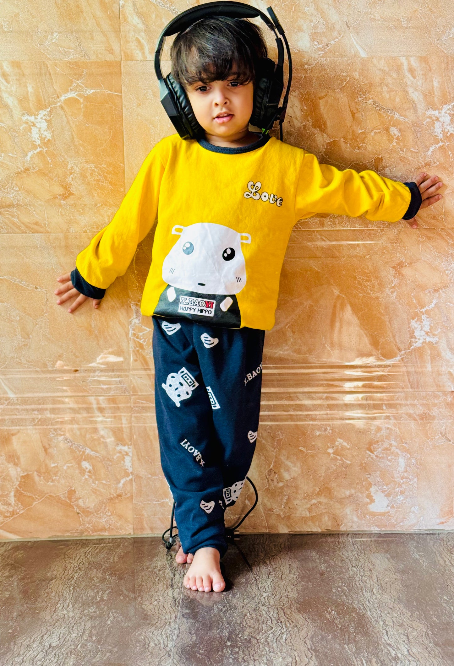 Yellow Love Printed Kids Wear (Each)