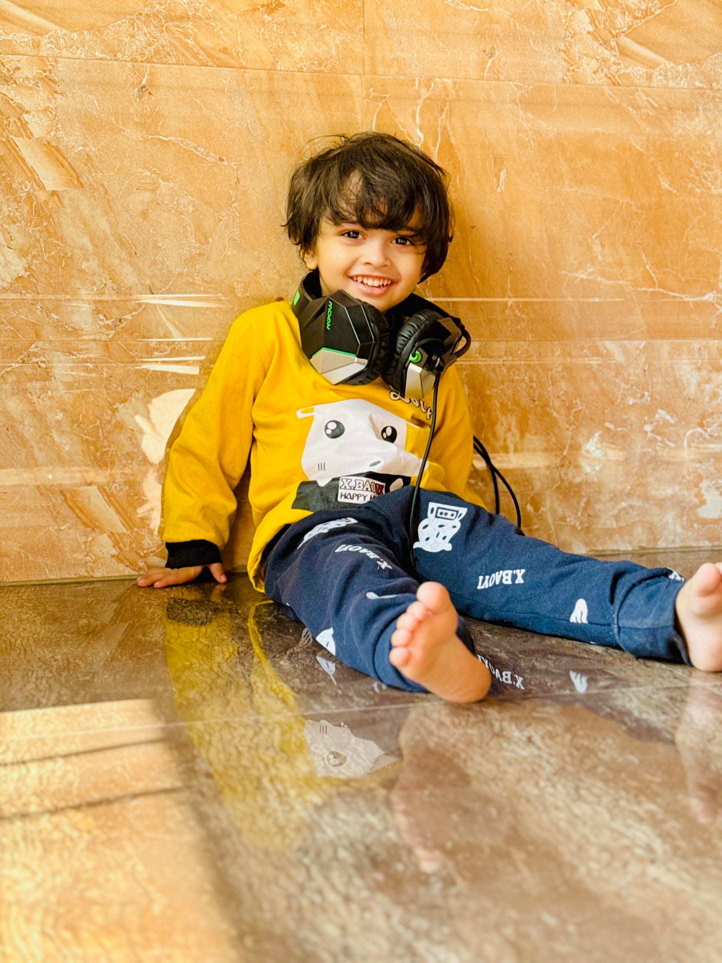 Yellow Love Printed Kids Wear (Each)