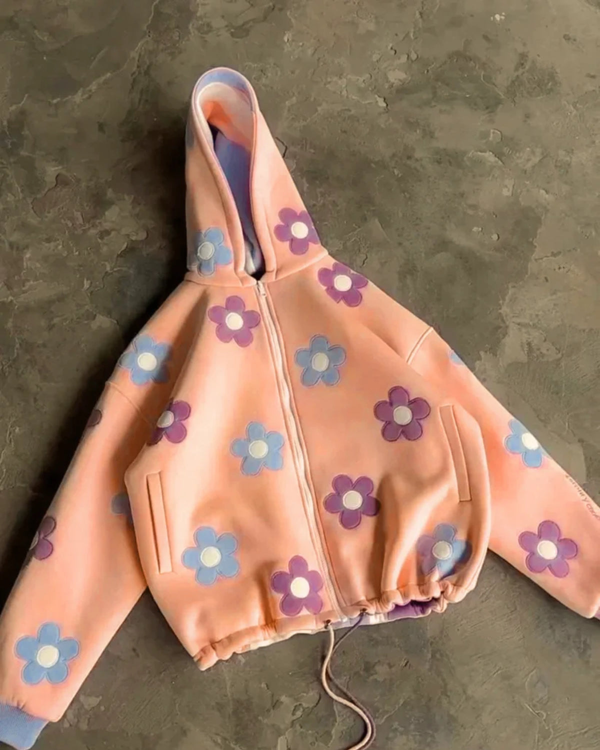 3D Floral Printed Zipper Hoodie For Women