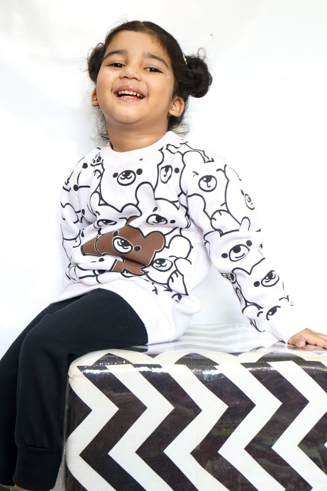 White Bears Print Sweatshirt With Trouser For Kids (2 Piece)