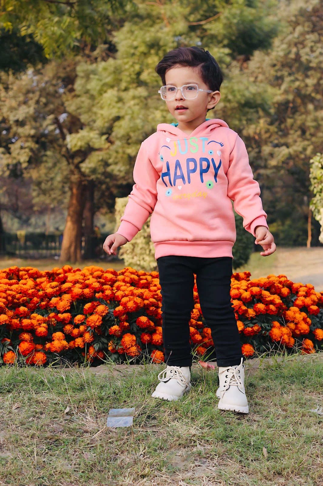 Just Happy Printed Hoodie For Kids