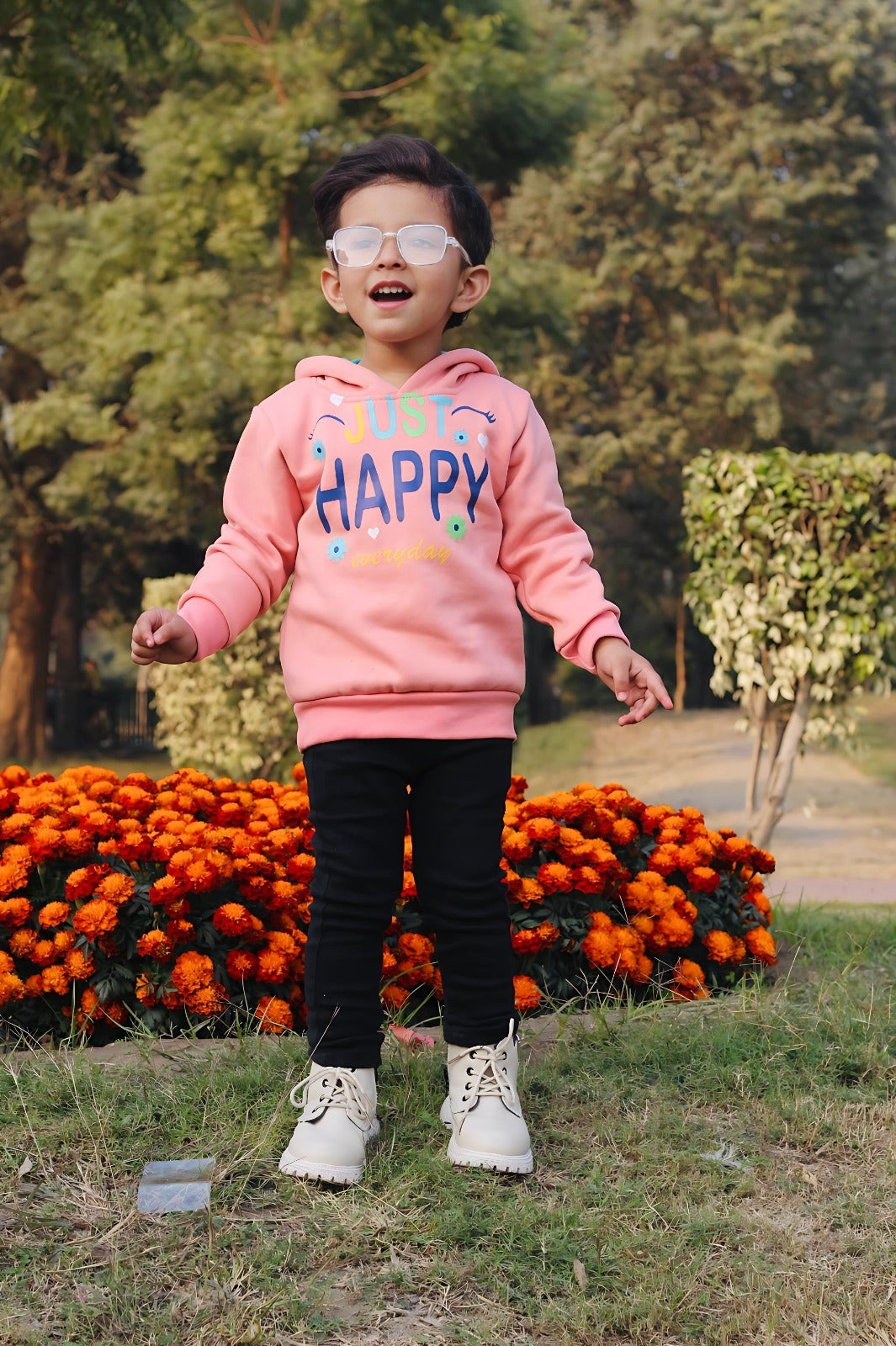 Just Happy Printed Hoodie For Kids
