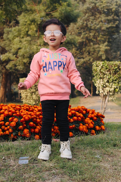 Just Happy Printed Hoodie For Kids