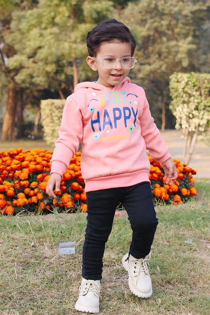 Just Happy Printed Hoodie For Kids