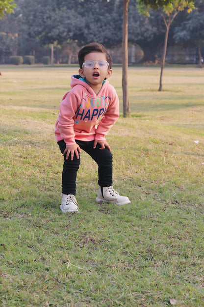 Just Happy Printed Hoodie For Kids